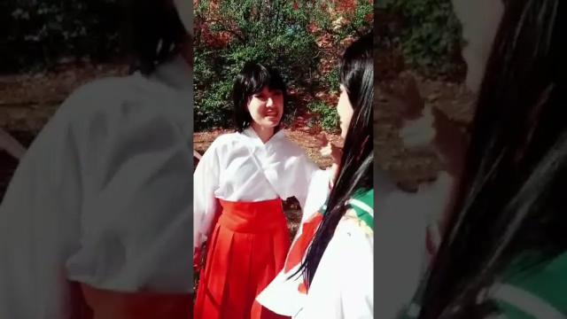 Title card image for video titled What ARRGH they doing? #inuyasha #cosplay #anime #kagome #kikyo