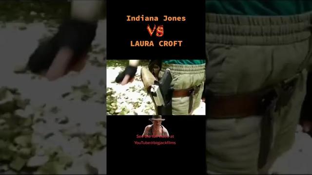 Title card image for video titled INDIANA JONES vs LARA CROFT - YouTube Shorts Preview #indianajones5 #tombraider #fanfilm #cosplay