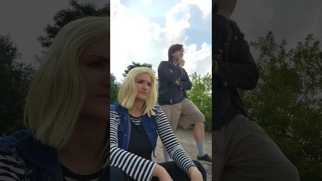 Title card image for video titled Watching #DBZ fights in real time be like... #dragonballz #cosplay #android18 #android18cosplay #tfs