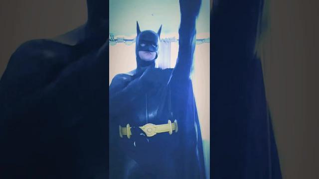 Title card image for video titled "You weigh a little more than 108" #batman89 #batman #cosplay #torontocomiccon #michaelkeaton