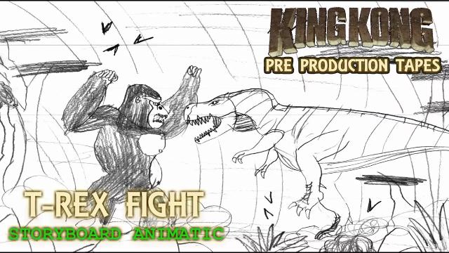 Title card image for video titled King Kong (2016) Fan Film STORYBOARD ANIMATIC - T Rex Fight