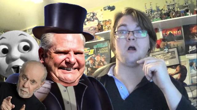 Title card image for video titled DOUG FORD IS SIR TOPHAM HAT! George Carlin Dubs Thomas The Tank Engine Vol. 5 Reaction!